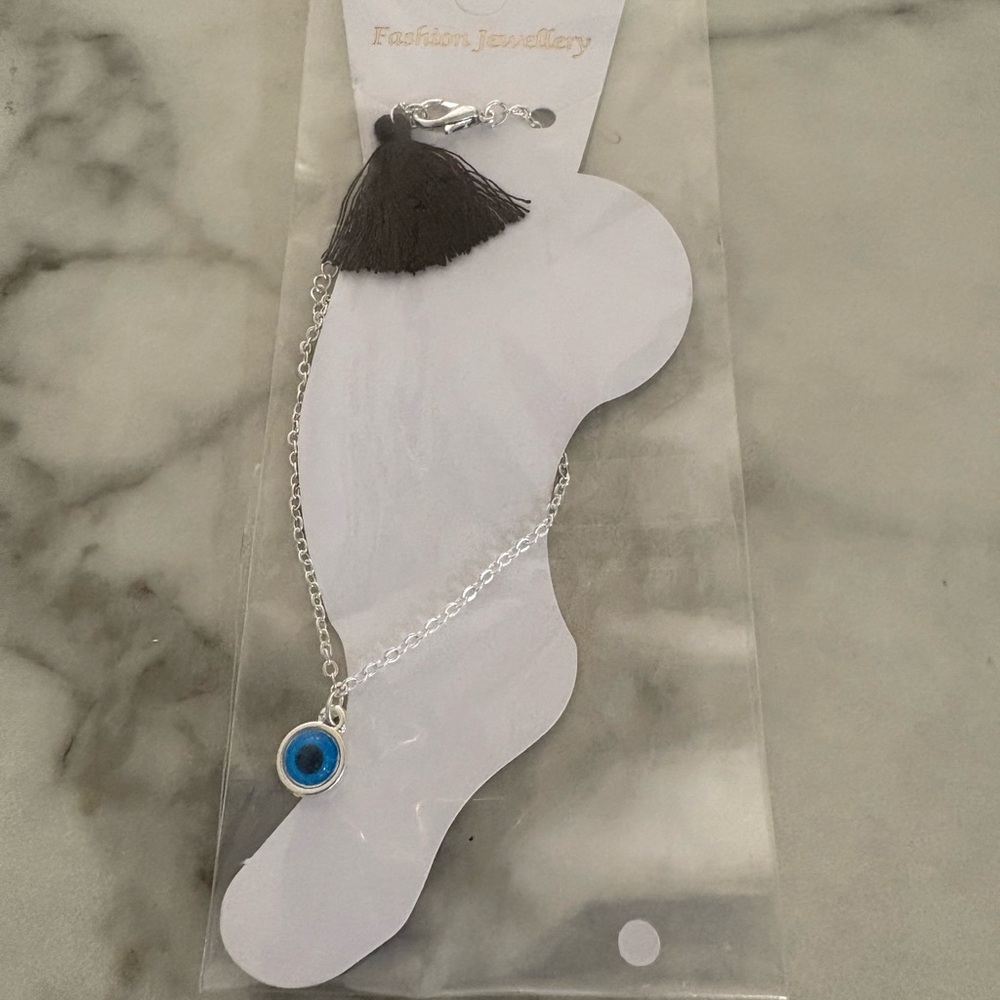 Silver Evil Eye Anklet